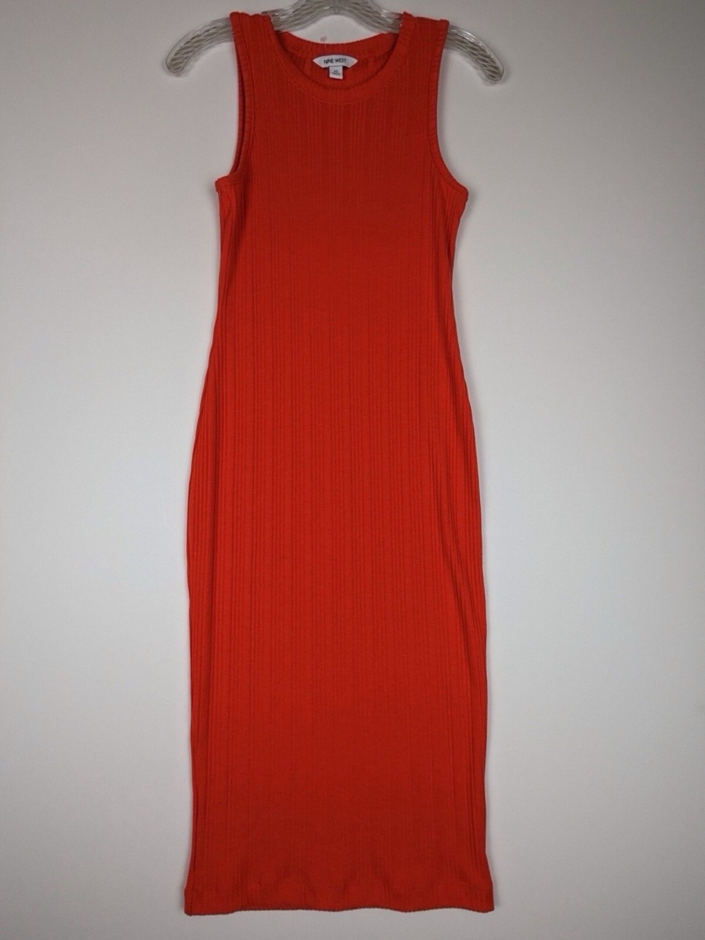 Nine West  Sleeveless Ribbed Orange Maxi Dress
